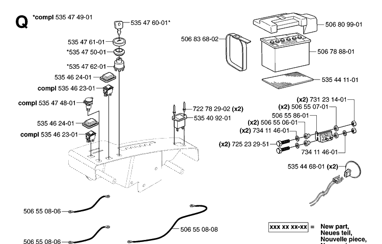 Electrical Diagram and Parts List for PR18AWD (953536601)(2005-03) Husqvarna Lawn Mower