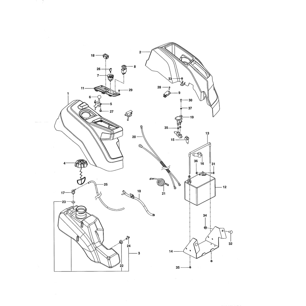 Ignition Diagram and Parts List for 28982  Husqvarna Lawn Tractor