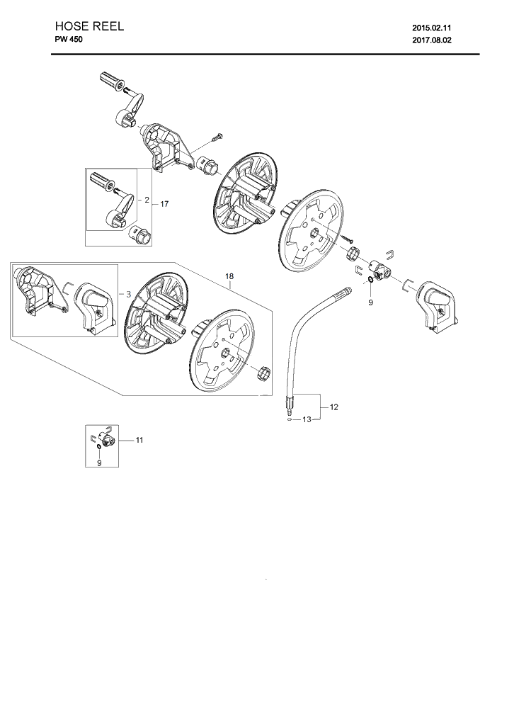 Hose Reel Diagram and Parts List for PW450 (967677901)(2017-10) Husqvarna Pressure Washer