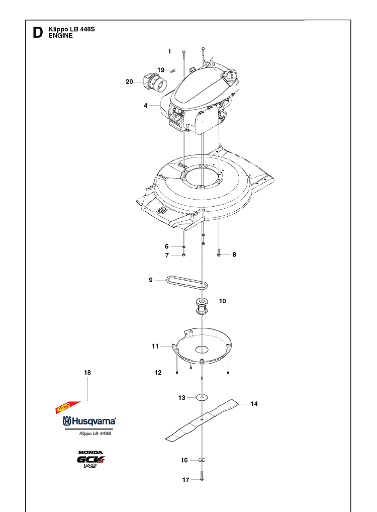 Engine Diagram and Parts List for LB448S  Husqvarna Lawn Mower
