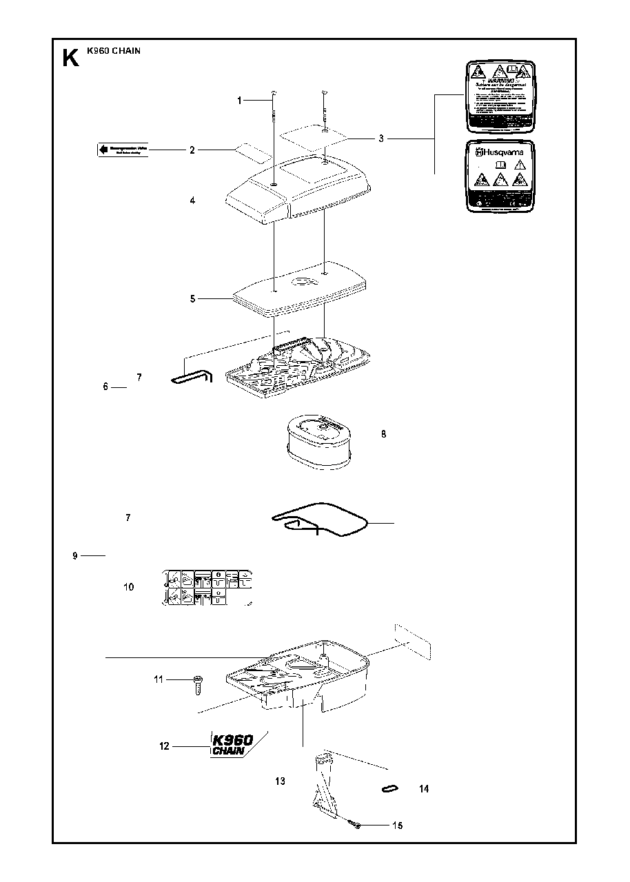 Air Filter Diagram and Parts List for K960CHAIN 2008-03 Husqvarna Circular Saw