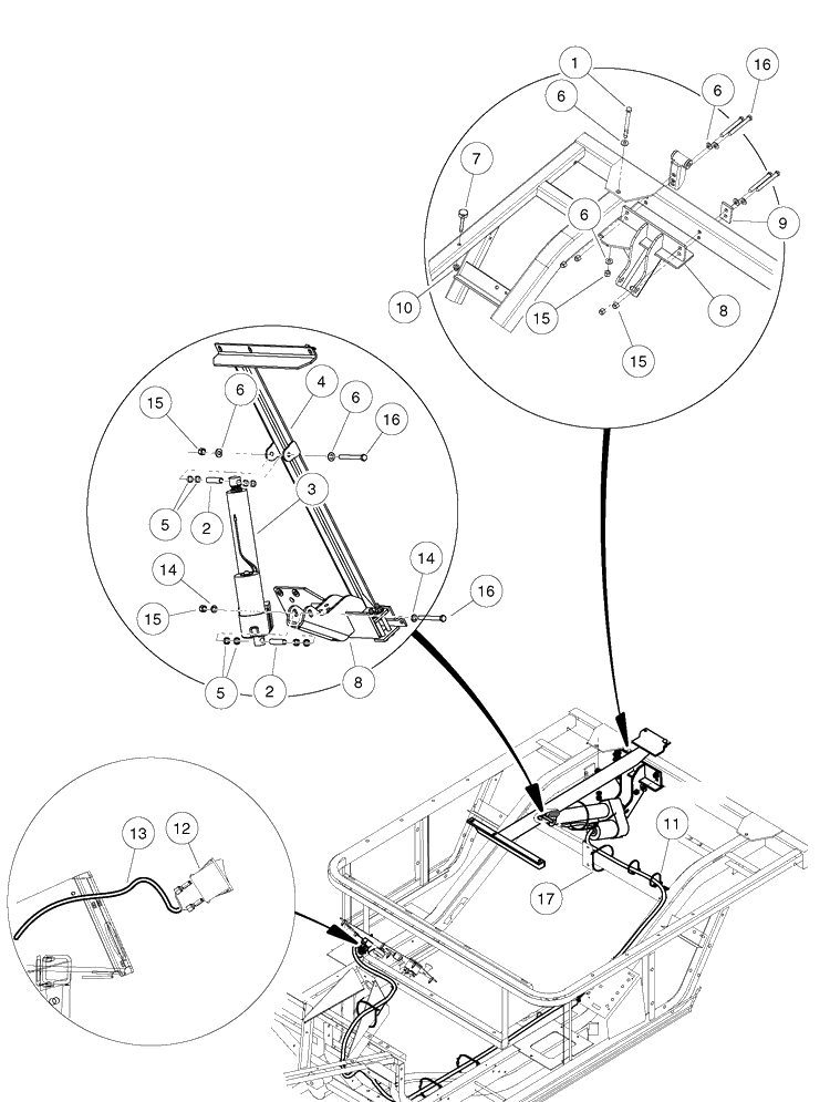 Electric Bed Lift Diagram and Parts List for HUV4421GXP 2009 Husqvarna Lawn Tractor