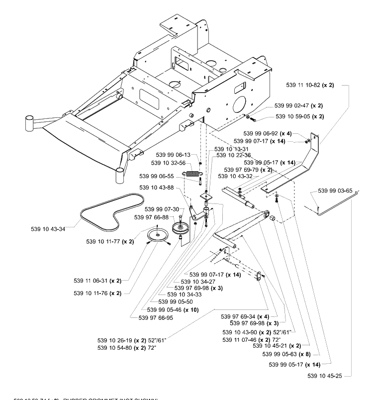 Main Frame Assembly (Part 2) Diagram and Parts List for LZ5227TXPKOA (968999309)(2006-02) Husqvarna Lawn Mower