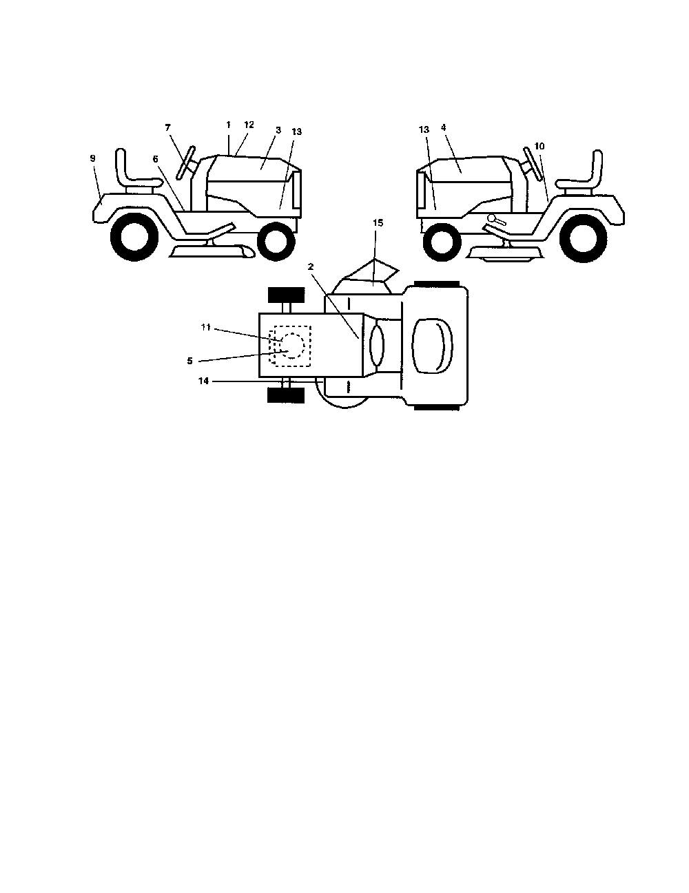 Decals Diagram and Parts List for 917279001  Husqvarna Lawn Tractor