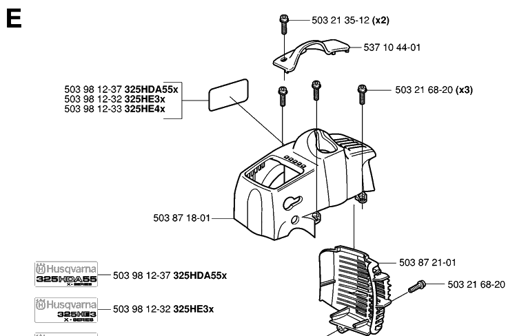 Cover Diagram and Parts List for 325HA850 20040100001-20050600000 Husqvarna Hedge Trimmer