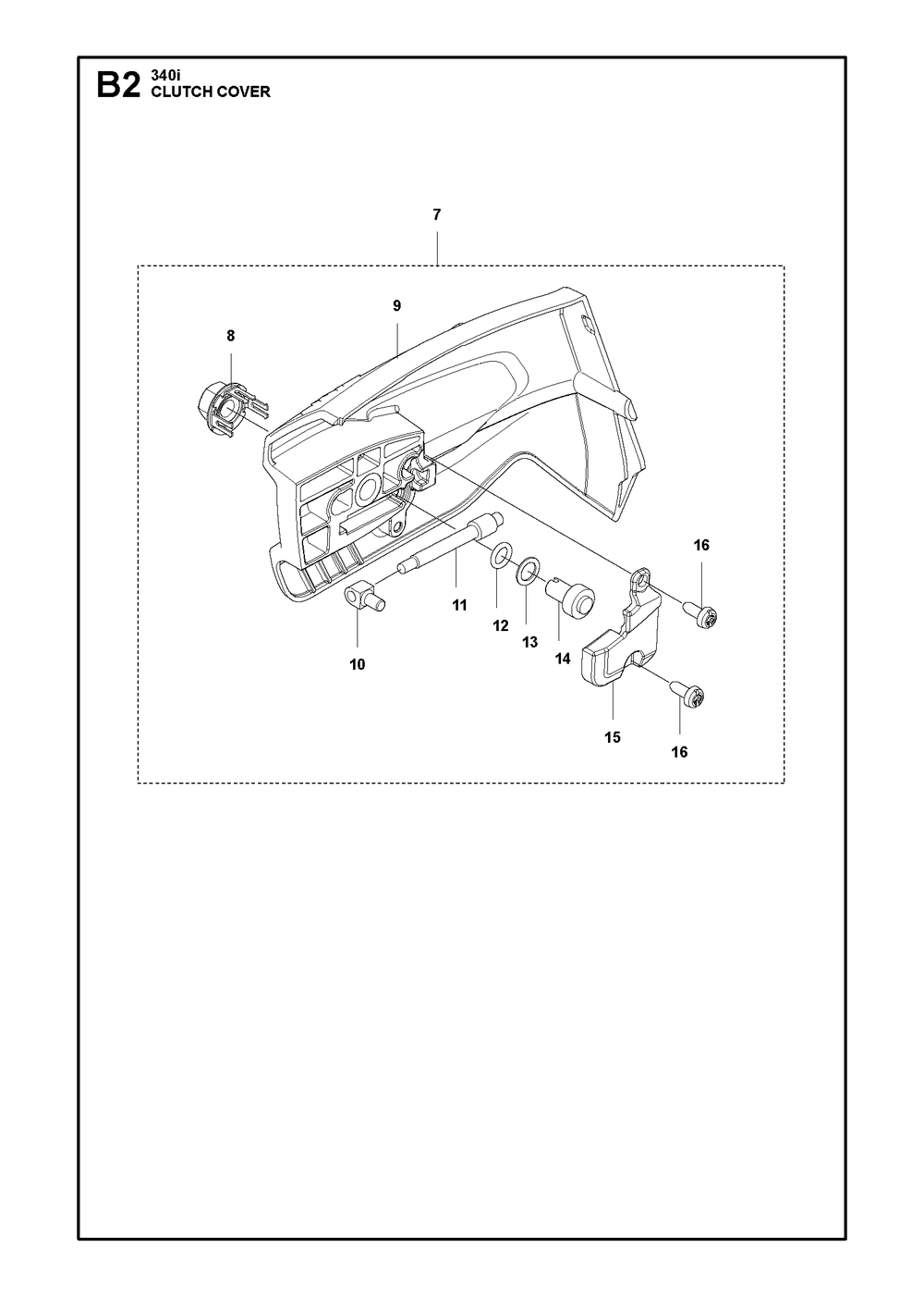 Clutch Cover 2 Diagram and Parts List for 340I  Husqvarna Chainsaw