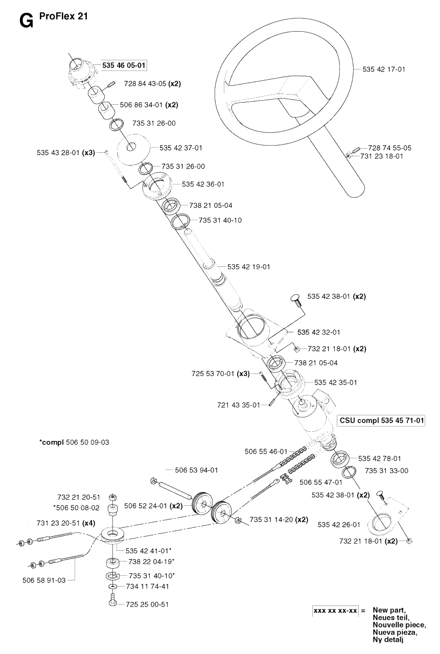 Steering 2 Diagram and Parts List for PF18 2003-02 Husqvarna Lawn Tractor