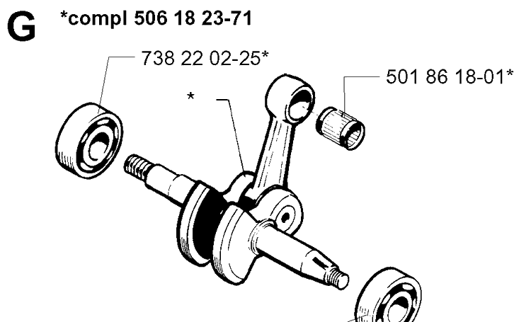 Crankshaft Diagram and Parts List for 254 19980900001-19992300000 Husqvarna Chainsaw