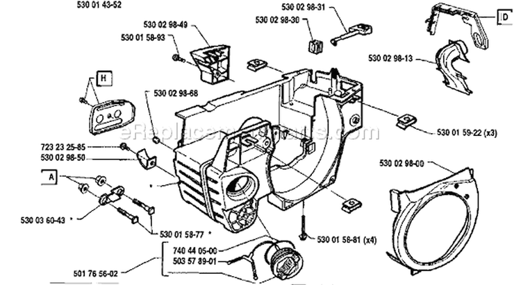 Page E Diagram and Parts List for 36 1991-06 Husqvarna Chainsaw