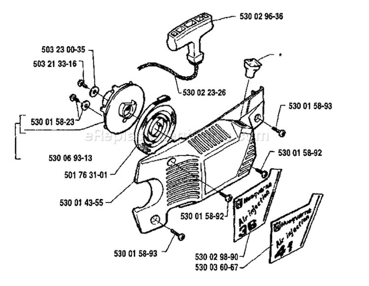Page I Diagram and Parts List for 36 1991-06 Husqvarna Chainsaw