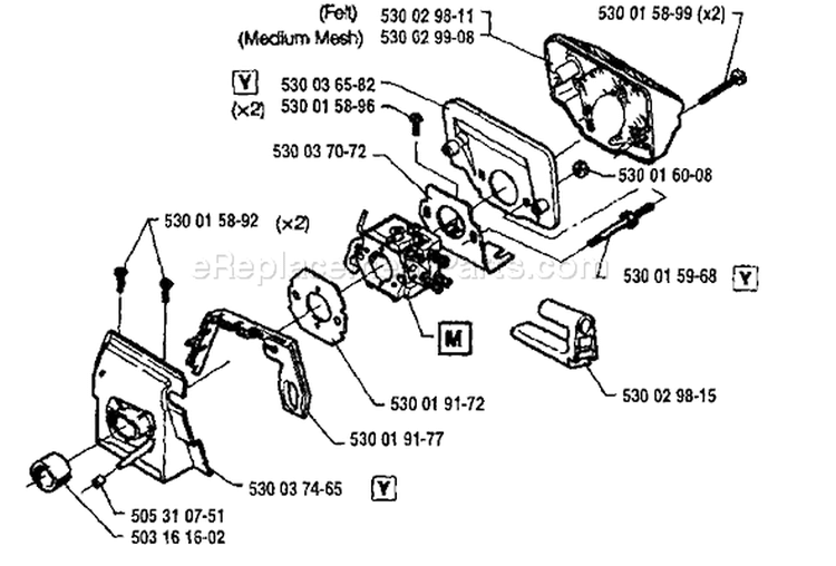 Page A Diagram and Parts List for 36 1994-05 Husqvarna Chainsaw