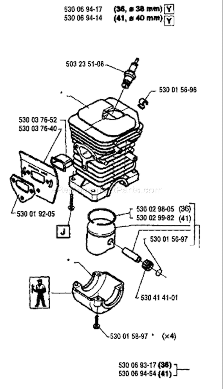 Page G Diagram and Parts List for 36 1994-05 Husqvarna Chainsaw