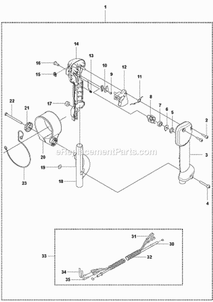 Handle  Controls Diagram and Parts List for 370BTS 2009-03 Husqvarna Leaf Blower / Vacuum