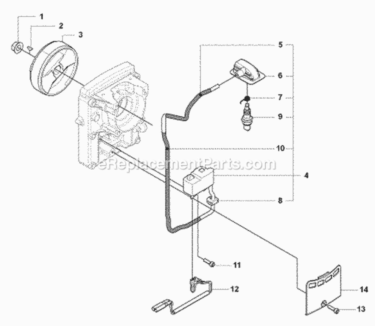 Ignition System Diagram and Parts List for 370BTS 2009-03 Husqvarna Leaf Blower / Vacuum