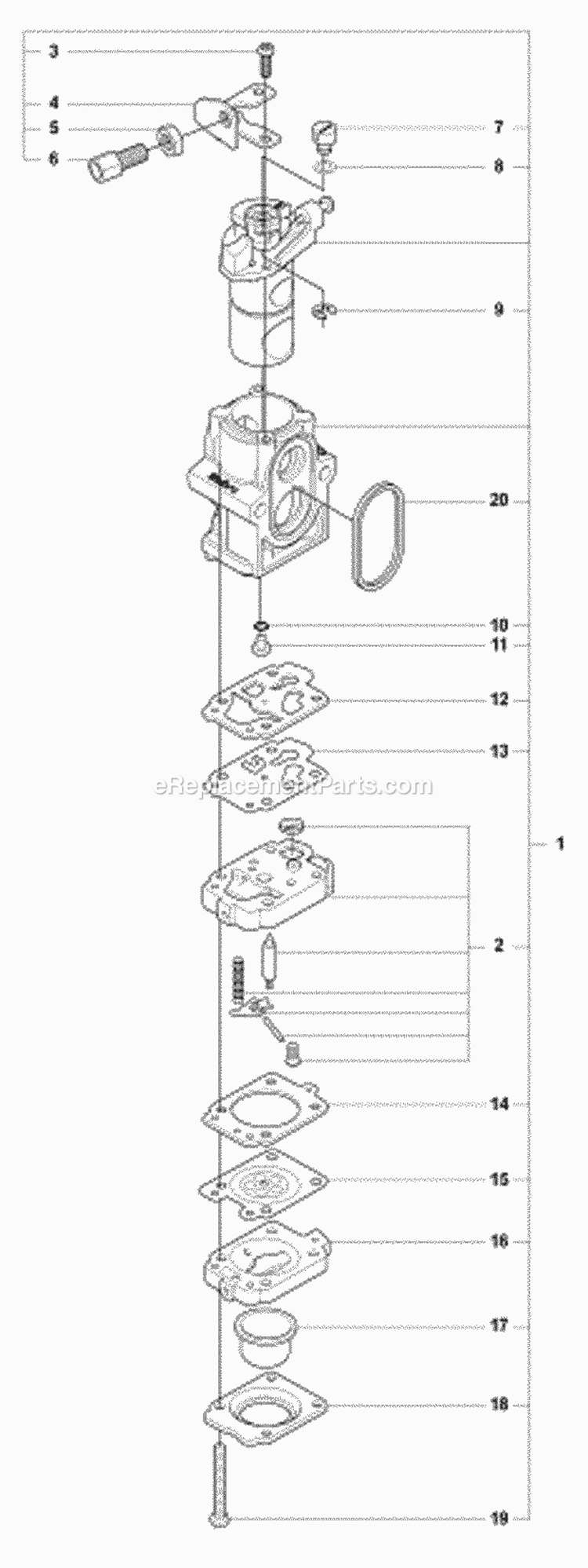 Carburetor Details Diagram and Parts List for 370BTS 2009-03 Husqvarna Leaf Blower / Vacuum