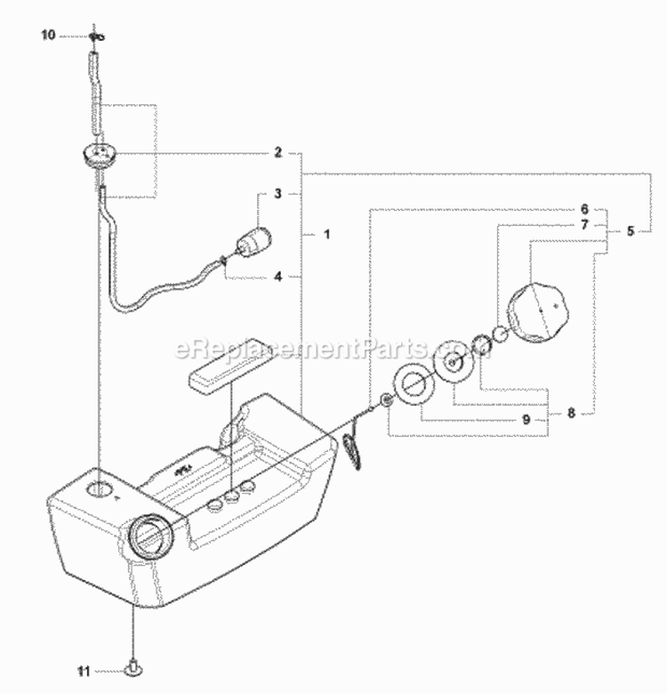 Fuel Tank Diagram and Parts List for 370BTS 2009-03 Husqvarna Leaf Blower / Vacuum