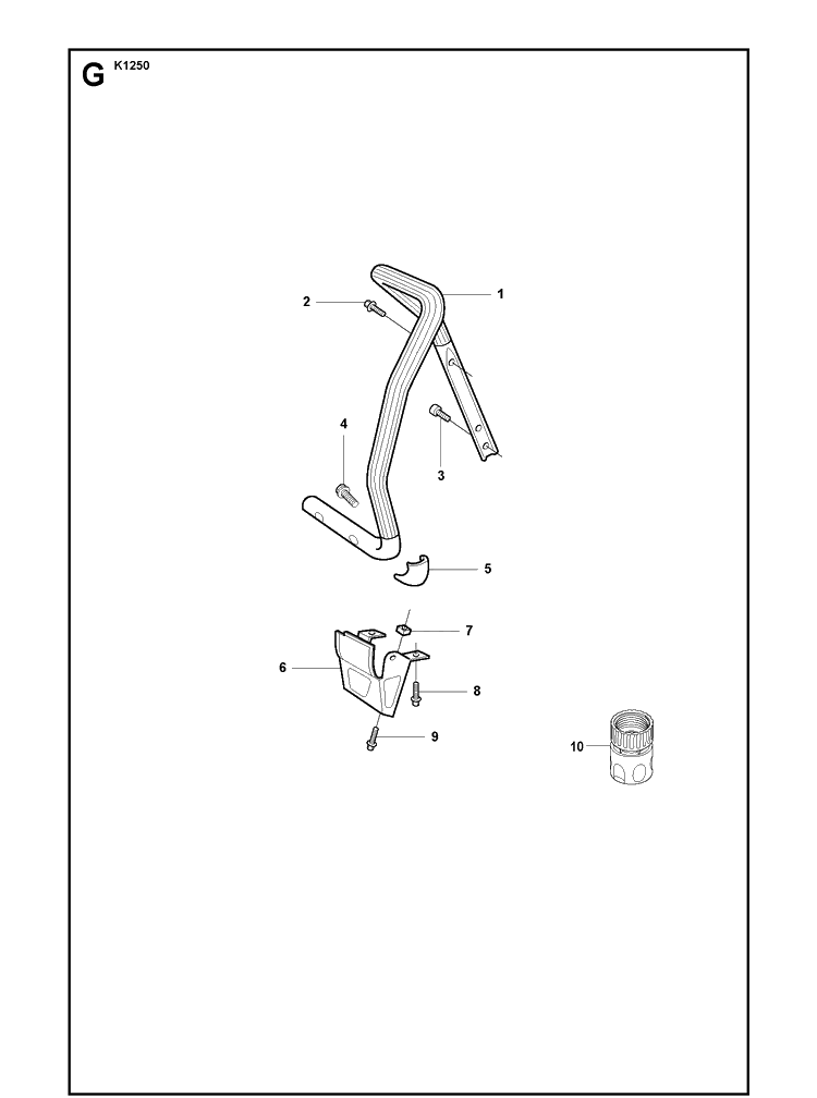 Handle Diagram and Parts List for K1250 2008-01 Husqvarna Lawn Tractor Accessories