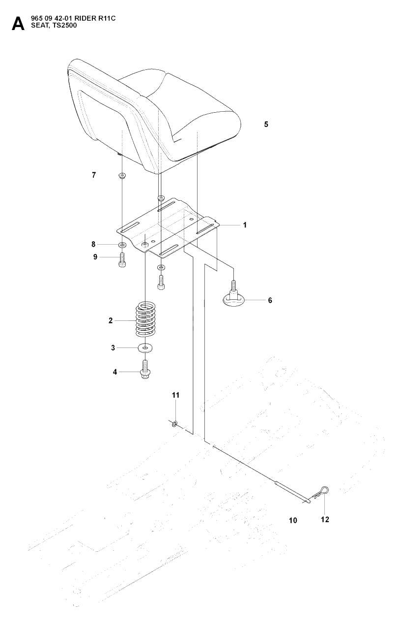 Seat Diagram and Parts List for R11C (965094201)(2007-01) Husqvarna Lawn Tractor