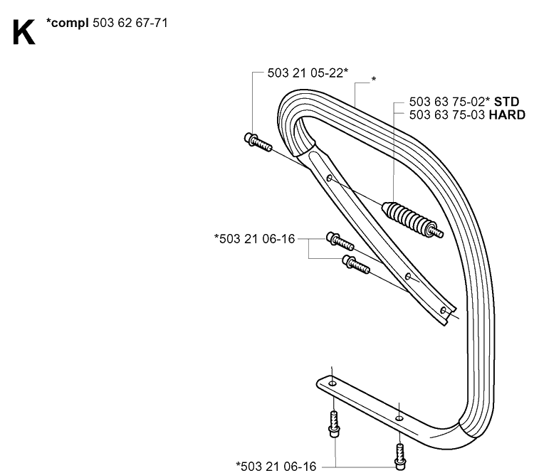 Handle Diagram and Parts List for 365 20020100001-20034400000 Husqvarna Chainsaw