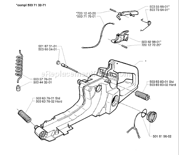 Page L Diagram and Parts List for 371 1996-03 Husqvarna Chainsaw