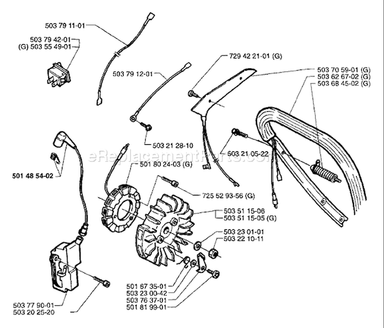 Page G Diagram and Parts List for 371 1996-03 Husqvarna Chainsaw