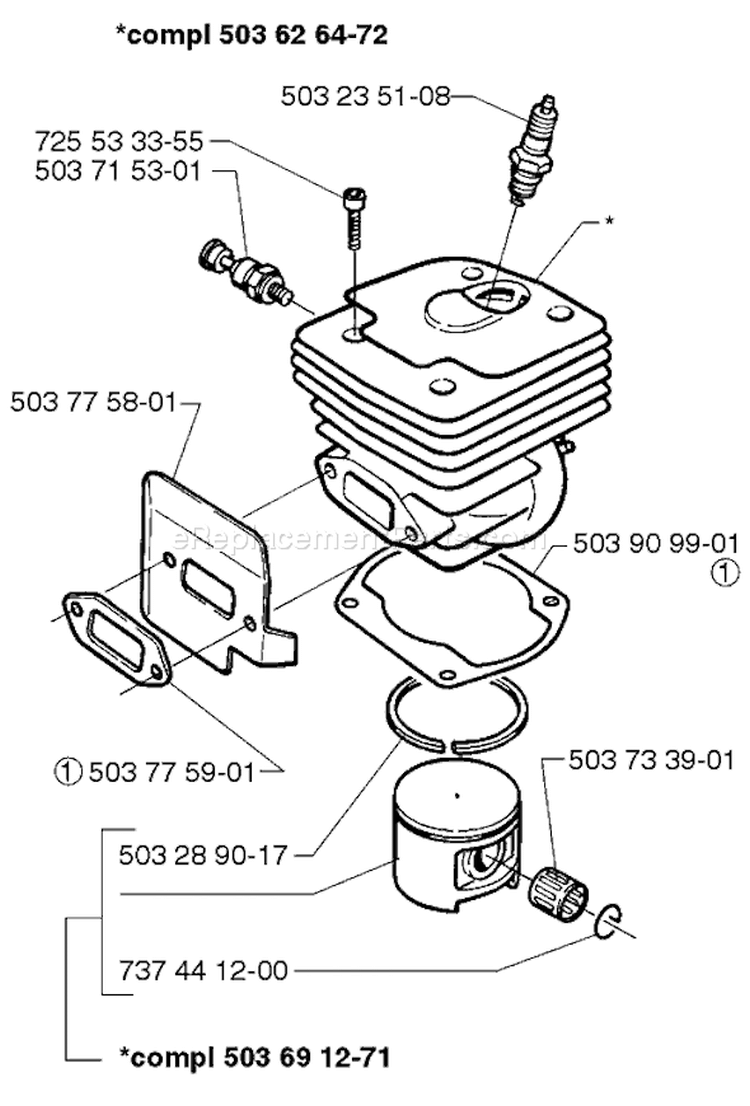 Page K Diagram and Parts List for 371 1997-12 Husqvarna Chainsaw