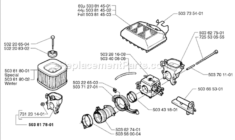 Page A Diagram and Parts List for 371EPA 371 EPA 1997-12 Husqvarna Chainsaw
