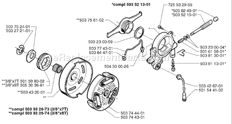 Page J Diagram and Parts List for 371EPA 371 EPA 1997-12 Husqvarna Chainsaw