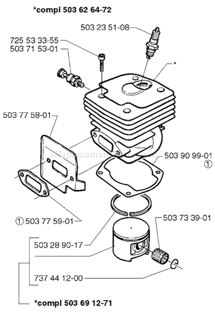Page K Diagram and Parts List for 371EPA 371 EPA 1997-12 Husqvarna Chainsaw