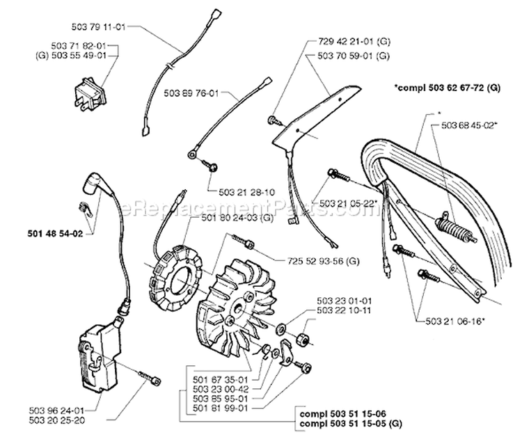 Page H Diagram and Parts List for 371EPA 371 EPA 1997-12 Husqvarna Chainsaw