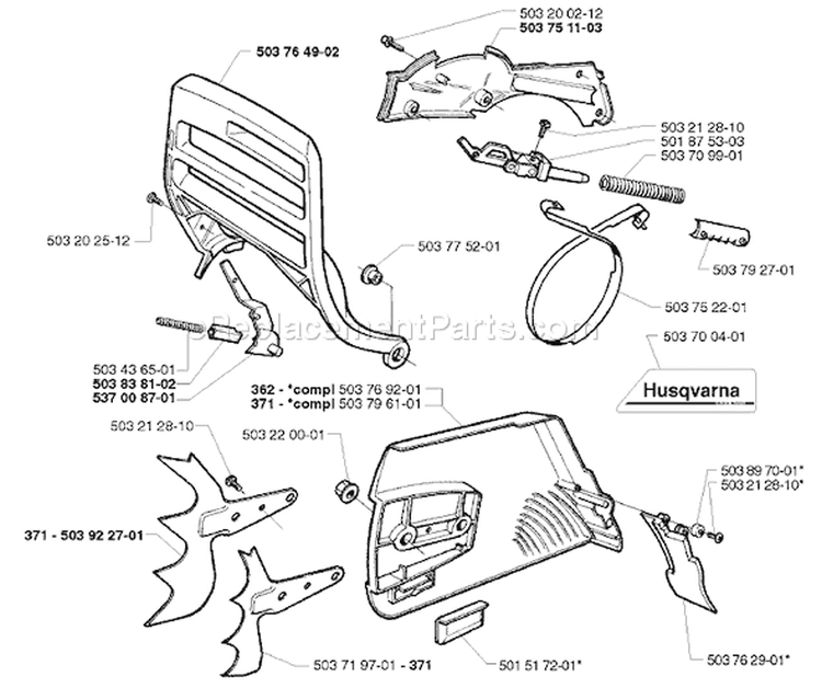 Page C Diagram and Parts List for 371 1999-05 Husqvarna Chainsaw