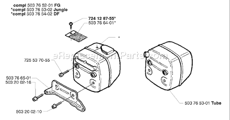 Page H Diagram and Parts List for 371 1999-05 Husqvarna Chainsaw