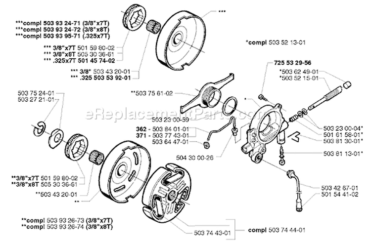 Page I Diagram and Parts List for 371 1999-05 Husqvarna Chainsaw