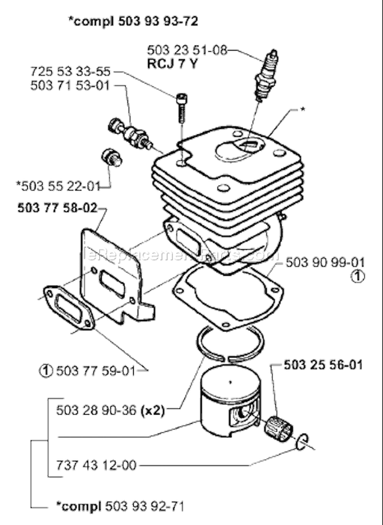 Page L Diagram and Parts List for 371K 371 K 2000-02 Husqvarna Concrete Saw
