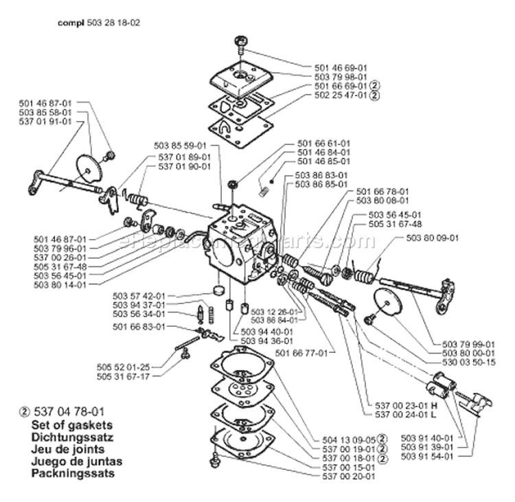 Page D Diagram and Parts List for 371K 371 K 2000-02 Husqvarna Concrete Saw