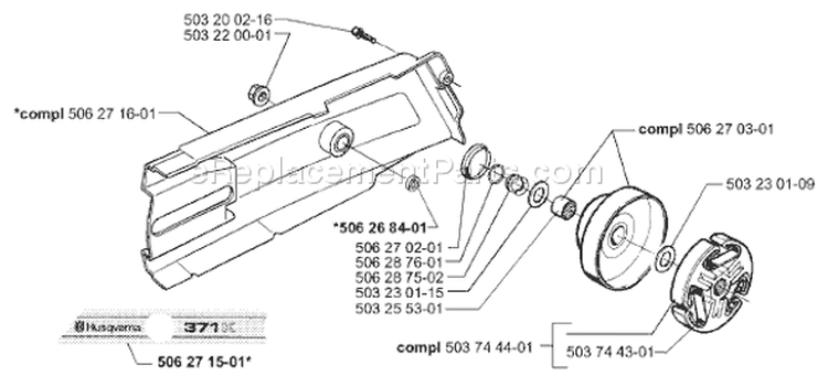 Page F Diagram and Parts List for 371K 371 K 2000-02 Husqvarna Concrete Saw
