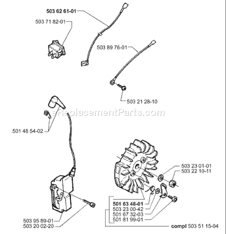 Page J Diagram and Parts List for 371 K EPA 1999-04 Husqvarna Concrete Saw