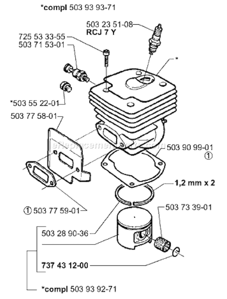 Page L Diagram and Parts List for 371 K EPA 1999-04 Husqvarna Concrete Saw
