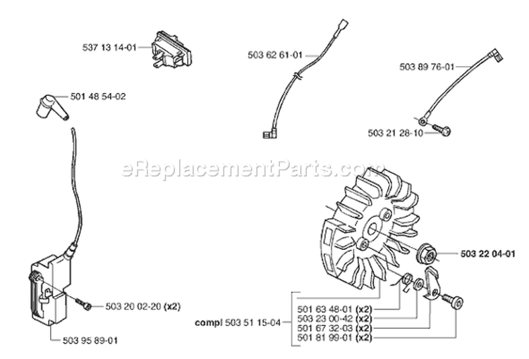 Page J Diagram and Parts List for 371 K EPA 2002-01 Husqvarna Concrete Saw