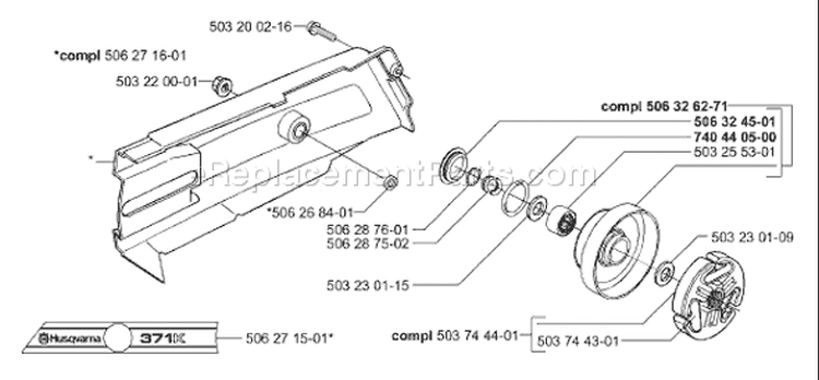 Page F Diagram and Parts List for 371 K EPA 2002-01 Husqvarna Concrete Saw