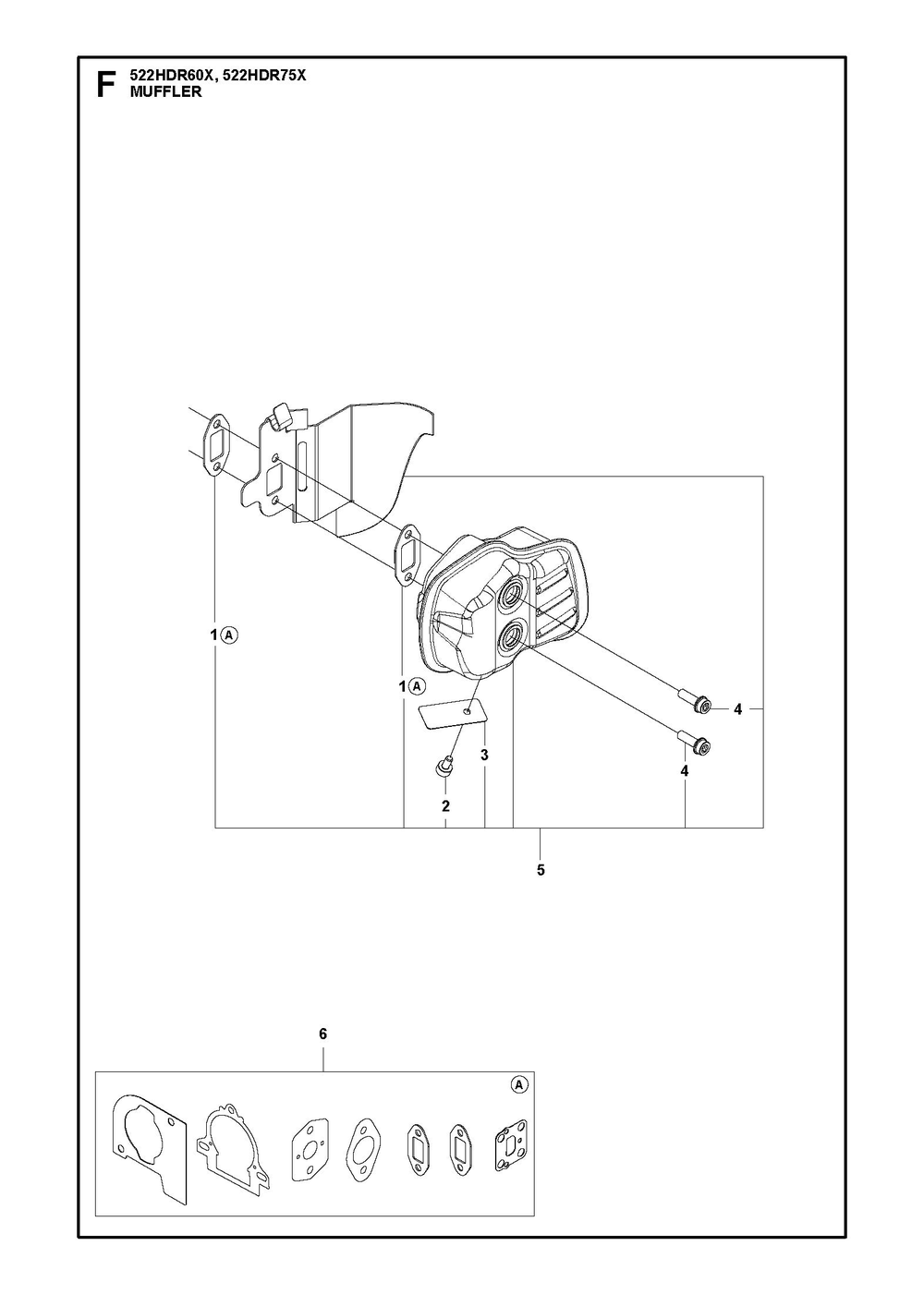 Muffler Diagram and Parts List for 522HDR75X  Husqvarna Trimmer