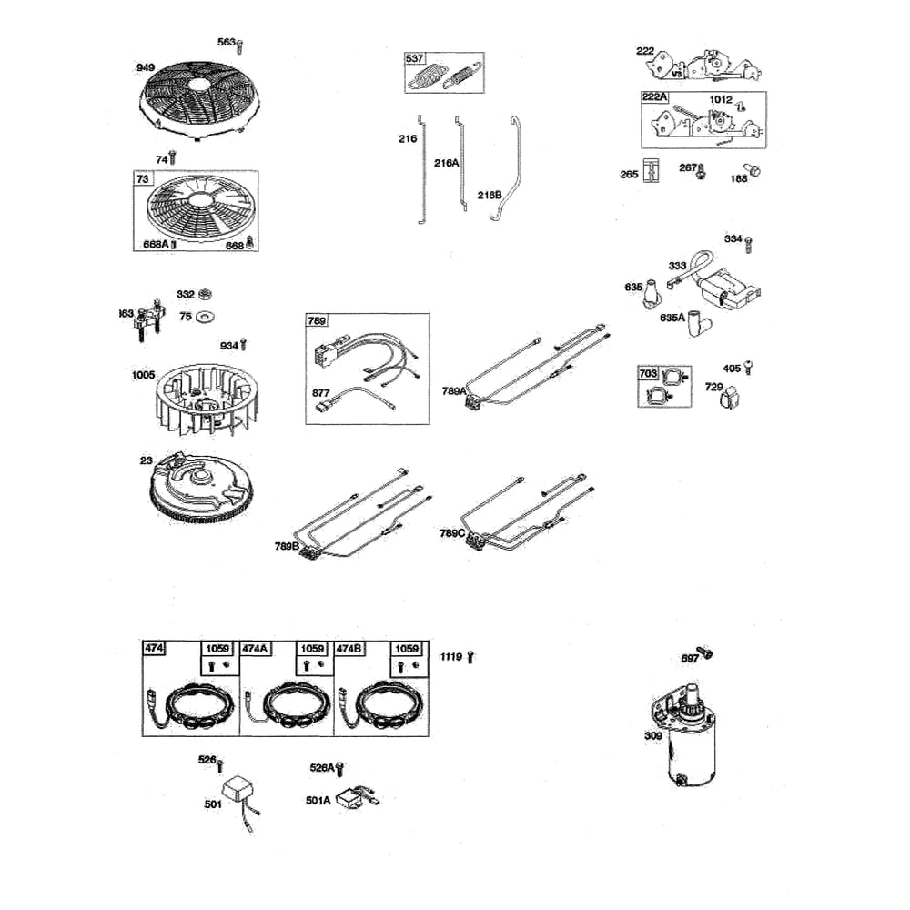 Engine >> Alternator/Flywheel/Starter Diagram and Parts List for 96045006200  Husqvarna Lawn Tractor