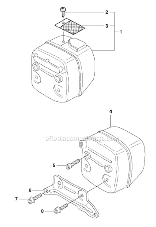 Muffler Diagram and Parts List for 372XP  Husqvarna Chainsaw