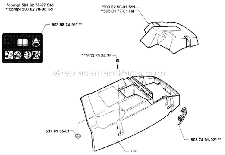Page M Diagram and Parts List for 372 1999-11 Husqvarna Chainsaw