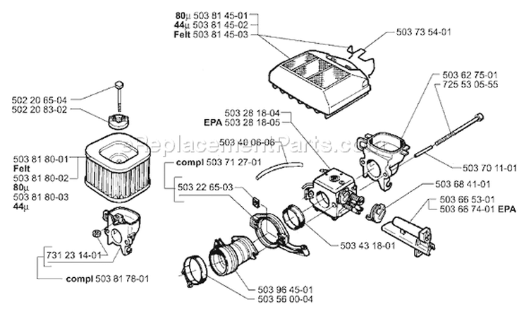 Page A Diagram and Parts List for 372EPA 372 EPA 2001-10 Husqvarna Chainsaw