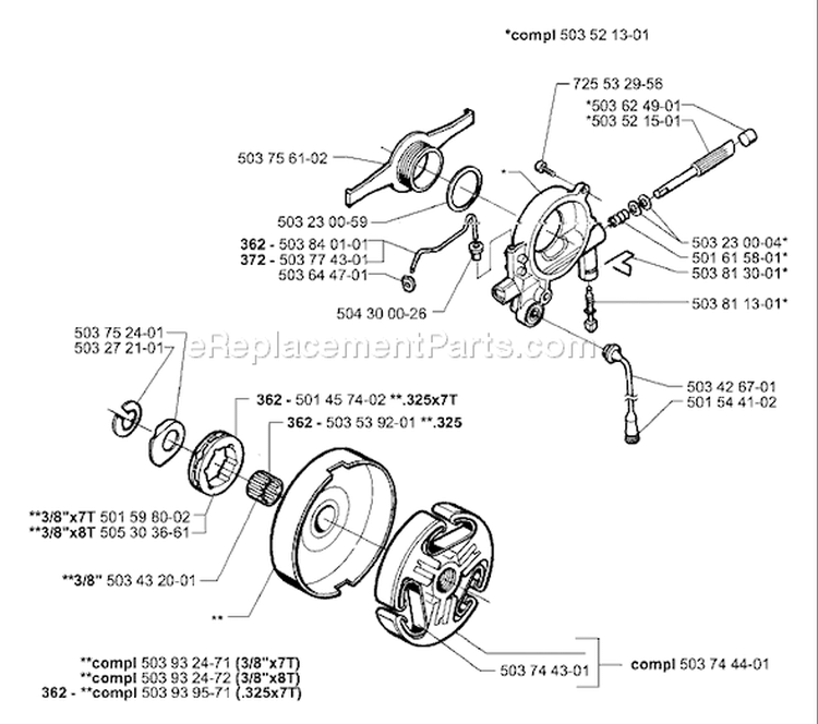 Page D Diagram and Parts List for 372EPA 372 EPA 2001-10 Husqvarna Chainsaw