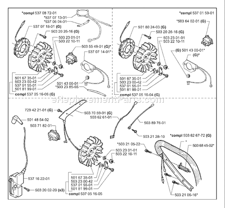 Page H Diagram and Parts List for 372EPA 372 EPA 2001-10 Husqvarna Chainsaw