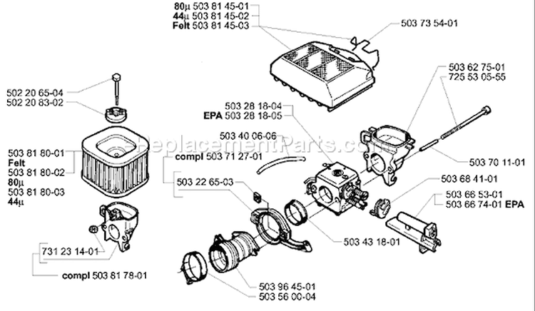 Page A Diagram and Parts List for 362EPA 362 EPA 2003-10 Husqvarna Chainsaw