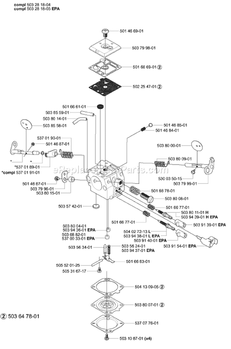 Page B Diagram and Parts List for 362EPA 362 EPA 2003-10 Husqvarna Chainsaw