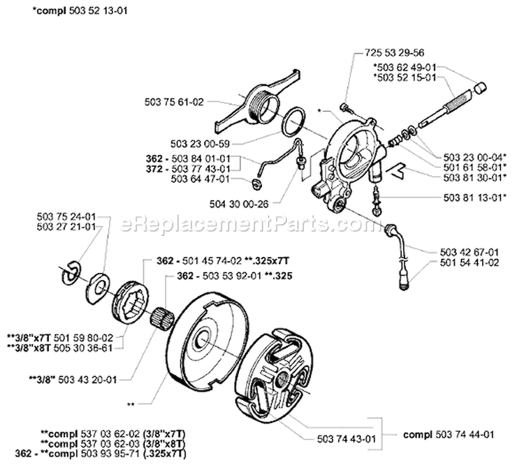 Page D Diagram and Parts List for 362EPA 362 EPA 2003-10 Husqvarna Chainsaw